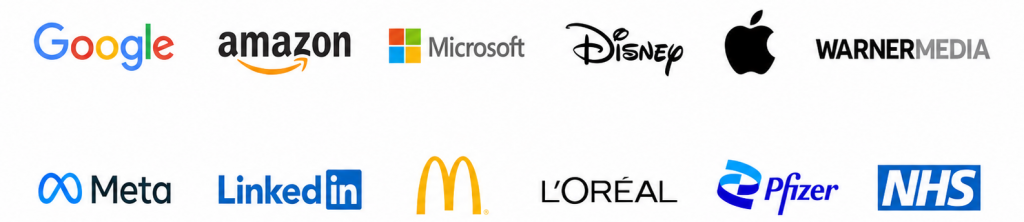 Logo wall showing organisations Alex Ranahan has hosted for or worked with